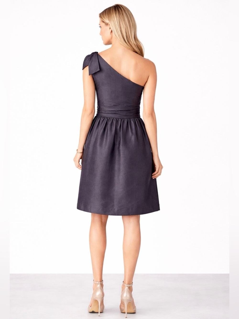 Jenny Yoo Charcoal One Shoulder Cocktail Dress A-Line Wedding Guest Size  8 - Picture 2 of 13
